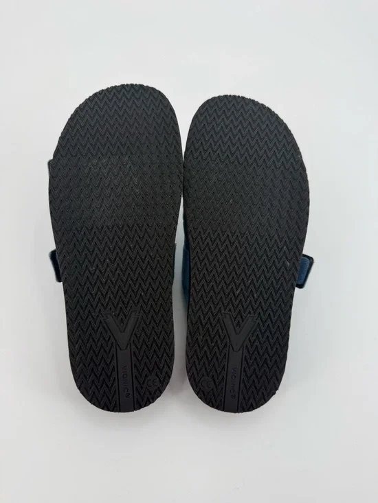 Vionic Riviera Platform Blue Denim Double Strap Slide Sandals Adjustable Velcro - Picture 14 of 15